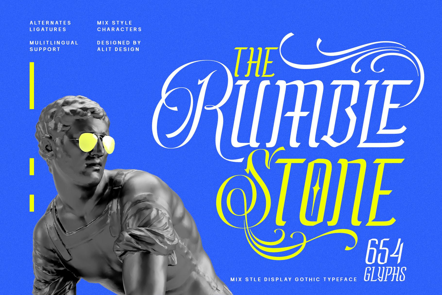 Rumble Stone Font by Alit Design, number tattoo font preview