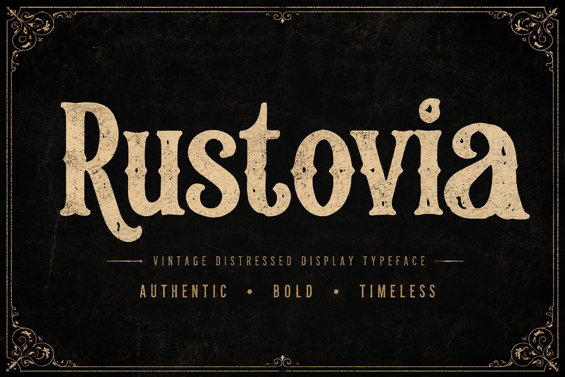 Rustovia Font by BILLI, distressed wedge serif