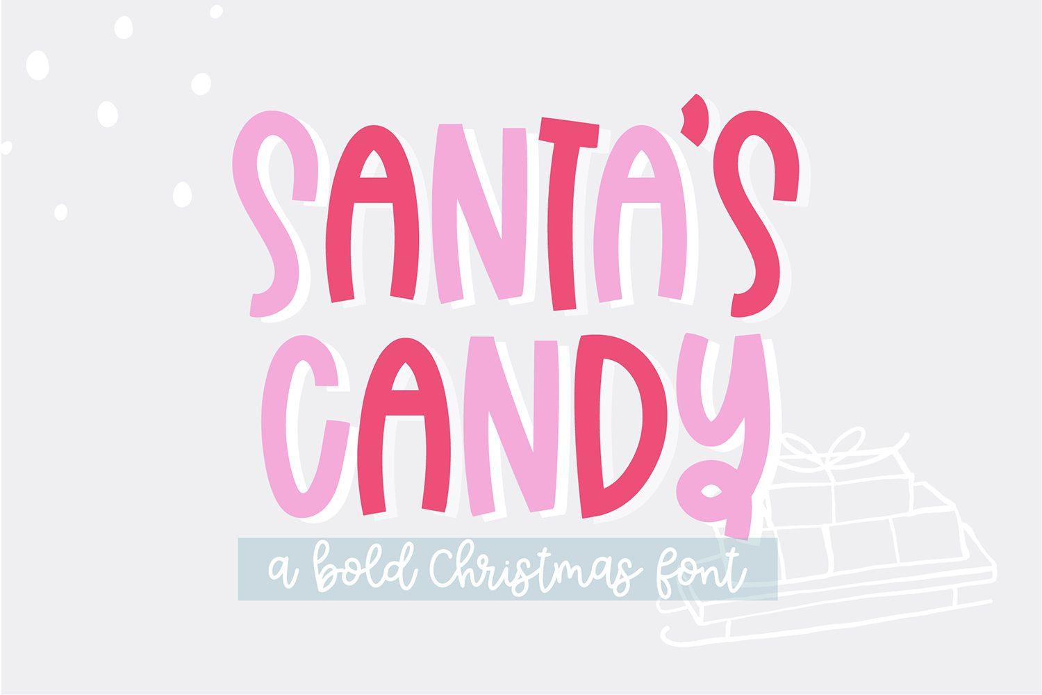 Santa’s Candy Font by blushfontco, tall rounded capitals in shades of pink