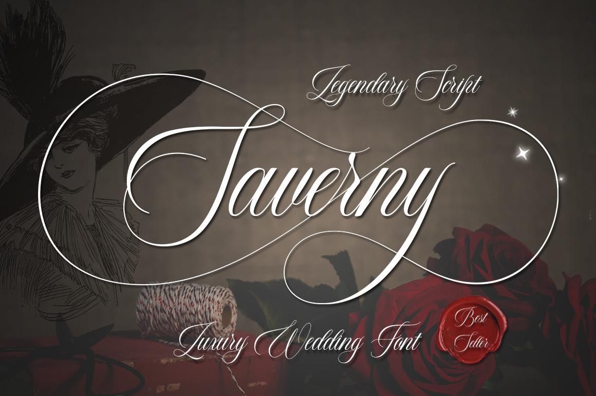Saverny Font by HKL Studio, thin script with a long swash wrapping around the word in an oval, tattoo font preview