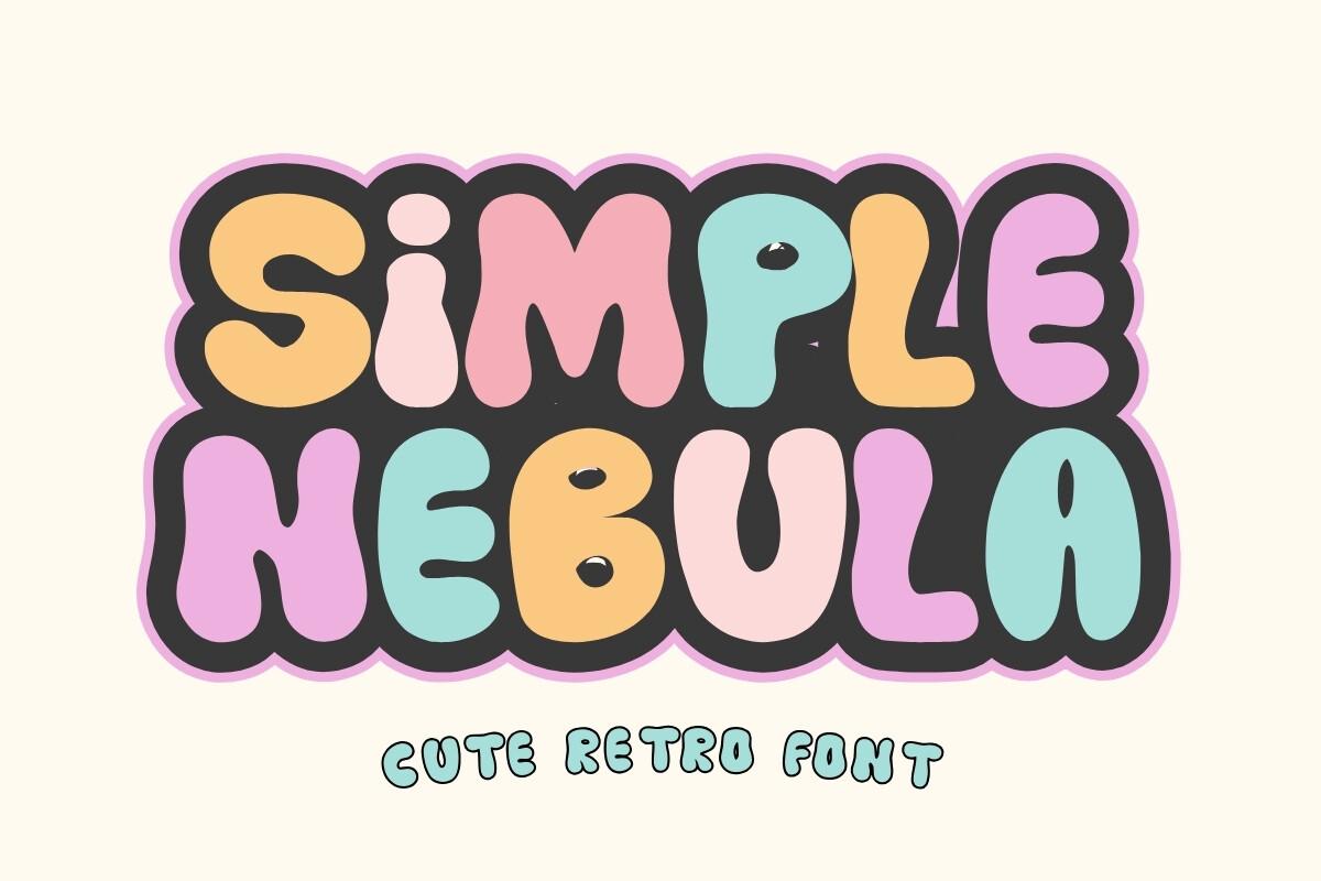 Simple Nebula Font by Eystore, chunky retro capitals in pastel colors with a dark outline