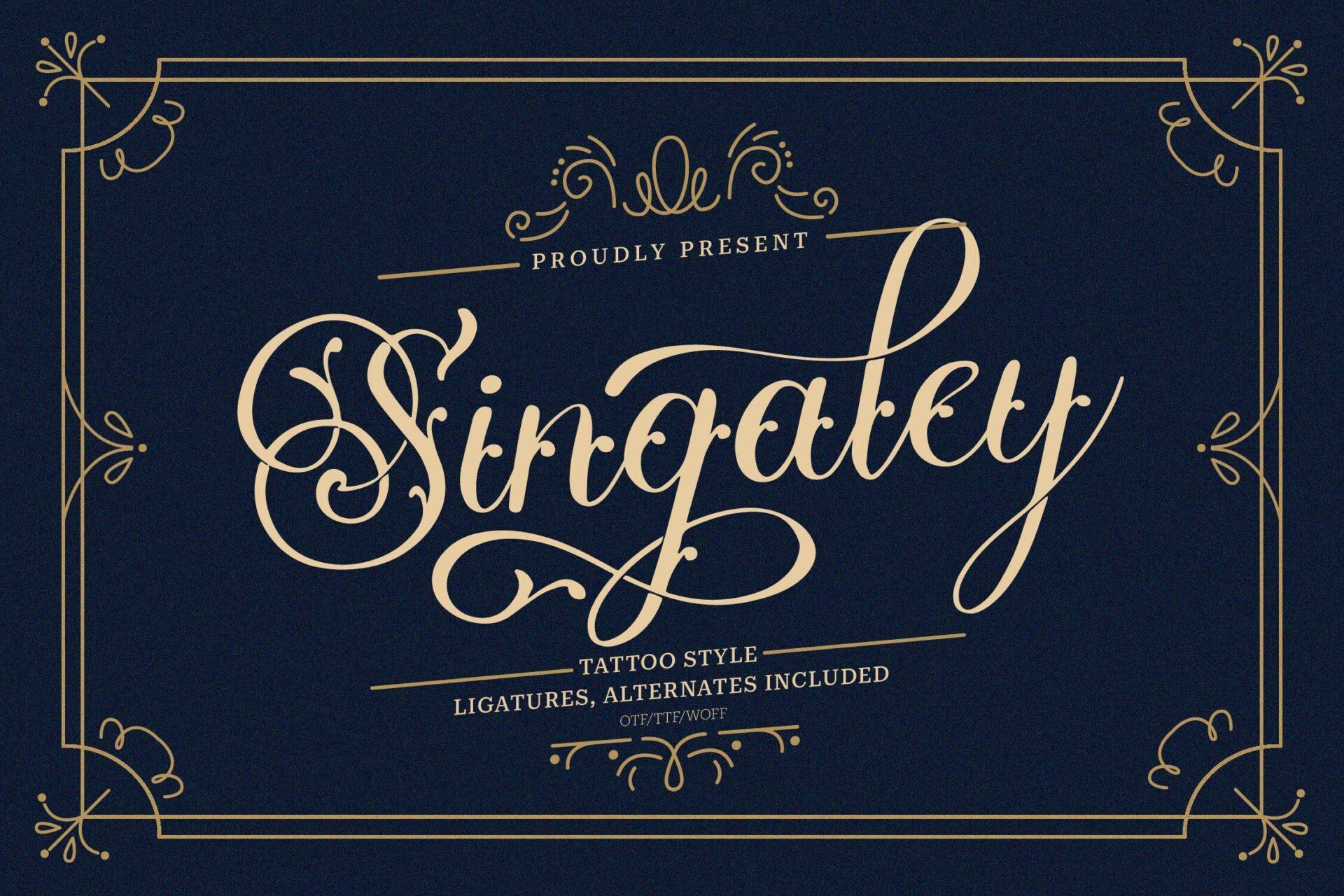 Singaley Font by Denustudios, tattoo name font preview