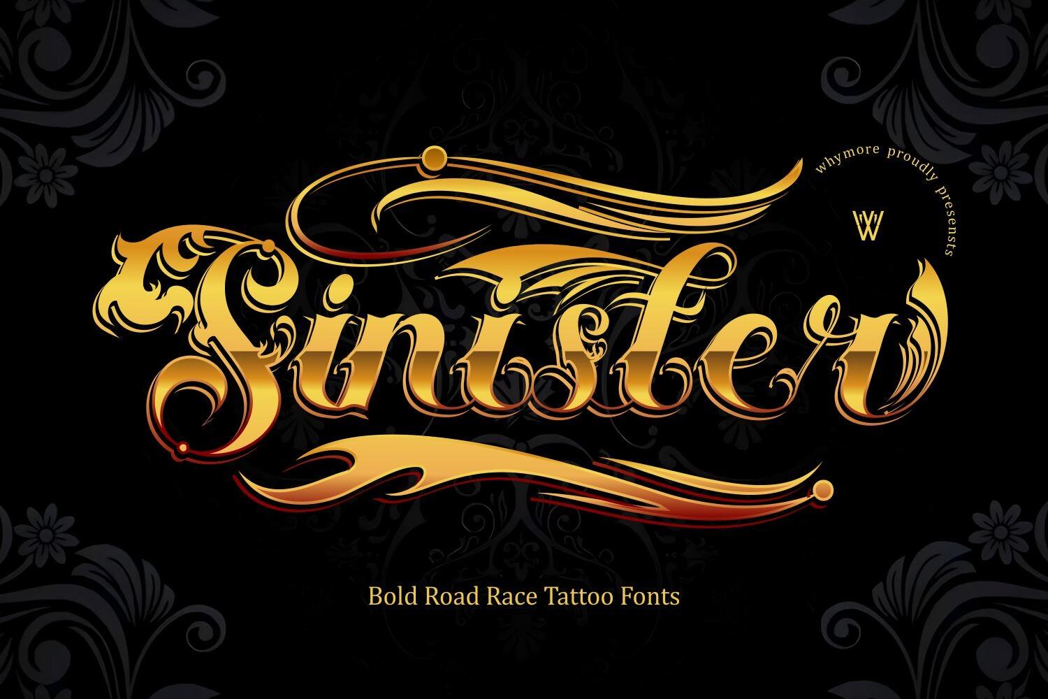 Sinister Font by Whymore, number tattoo font preview