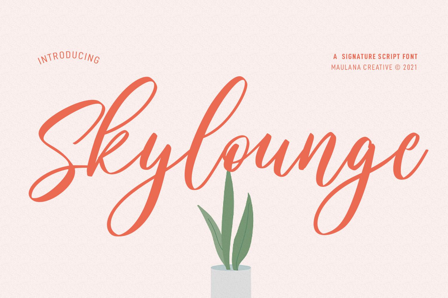 Skylounge Font cursive script preview