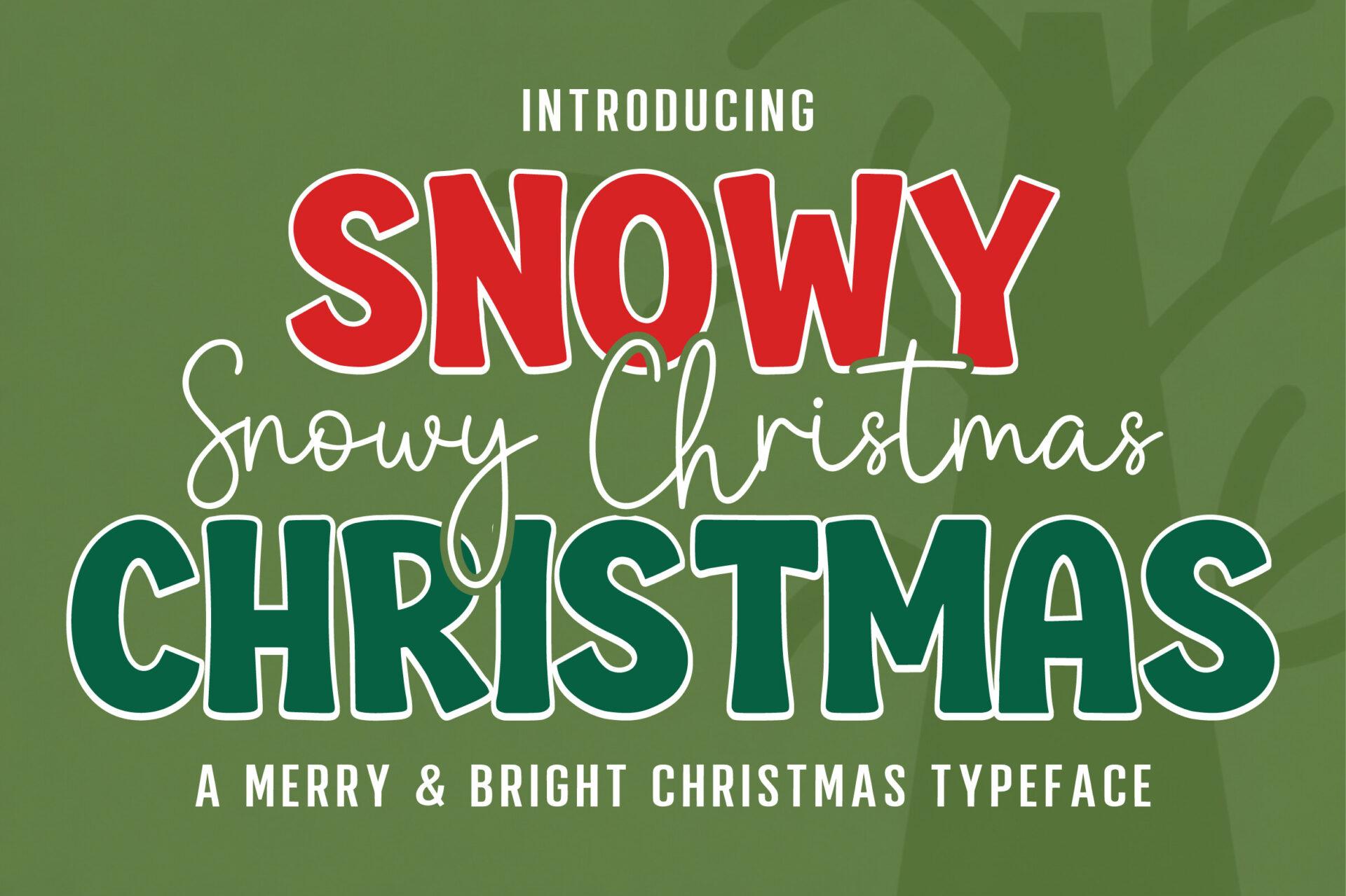 Snowy Christmas Font by Craft Artist, heavy rounded capitals in red and outlined green