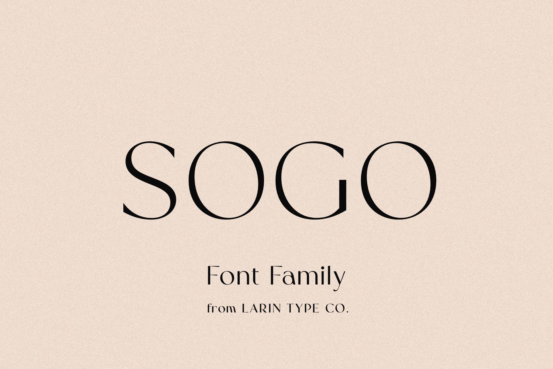 Sogo Font by Pasha Larin, thin geometric capitals with perfectly round O and G on peach