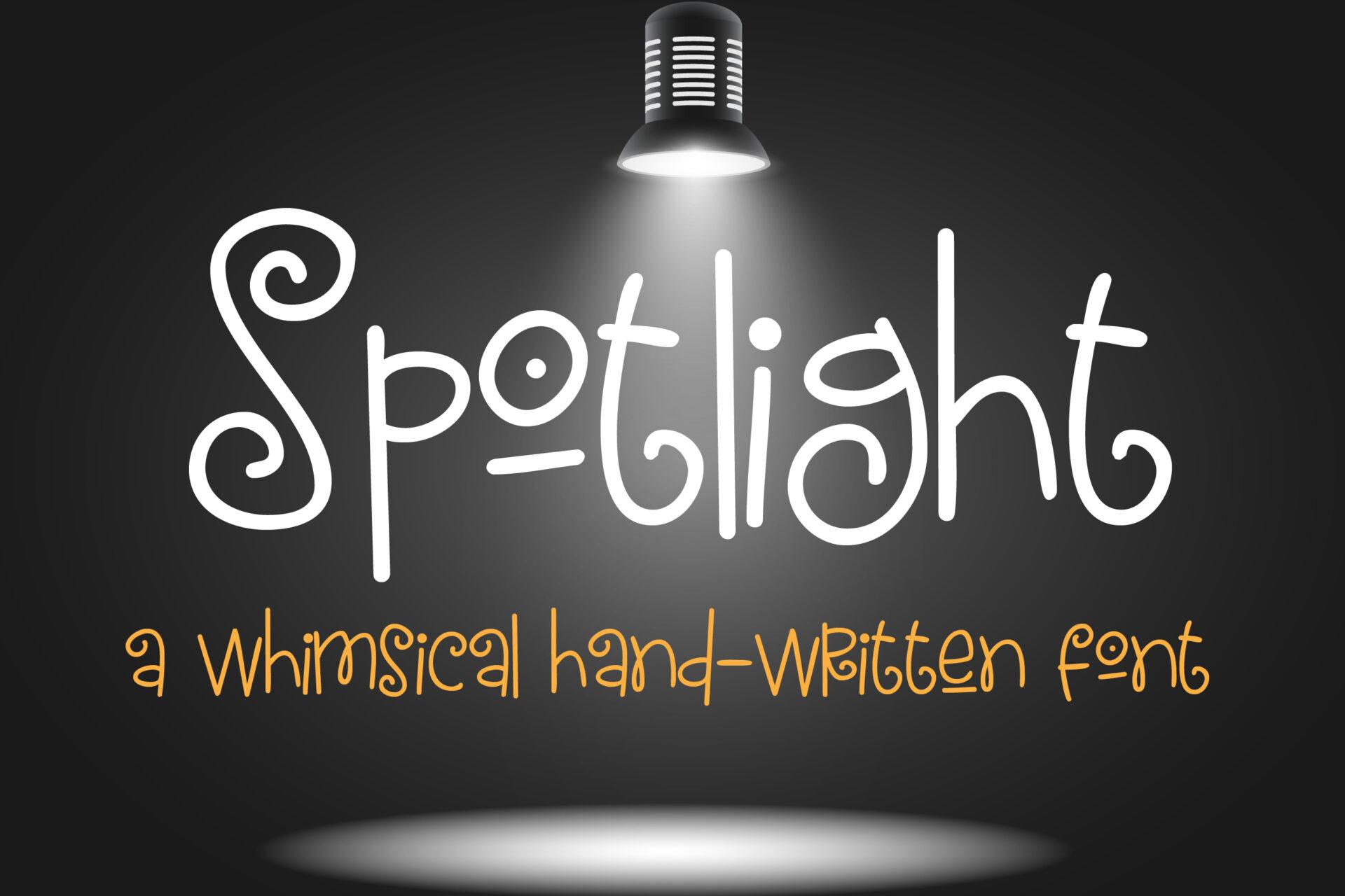 Spotlight Font by Illustration Ink, whimsical handwritten font with curly spirals
