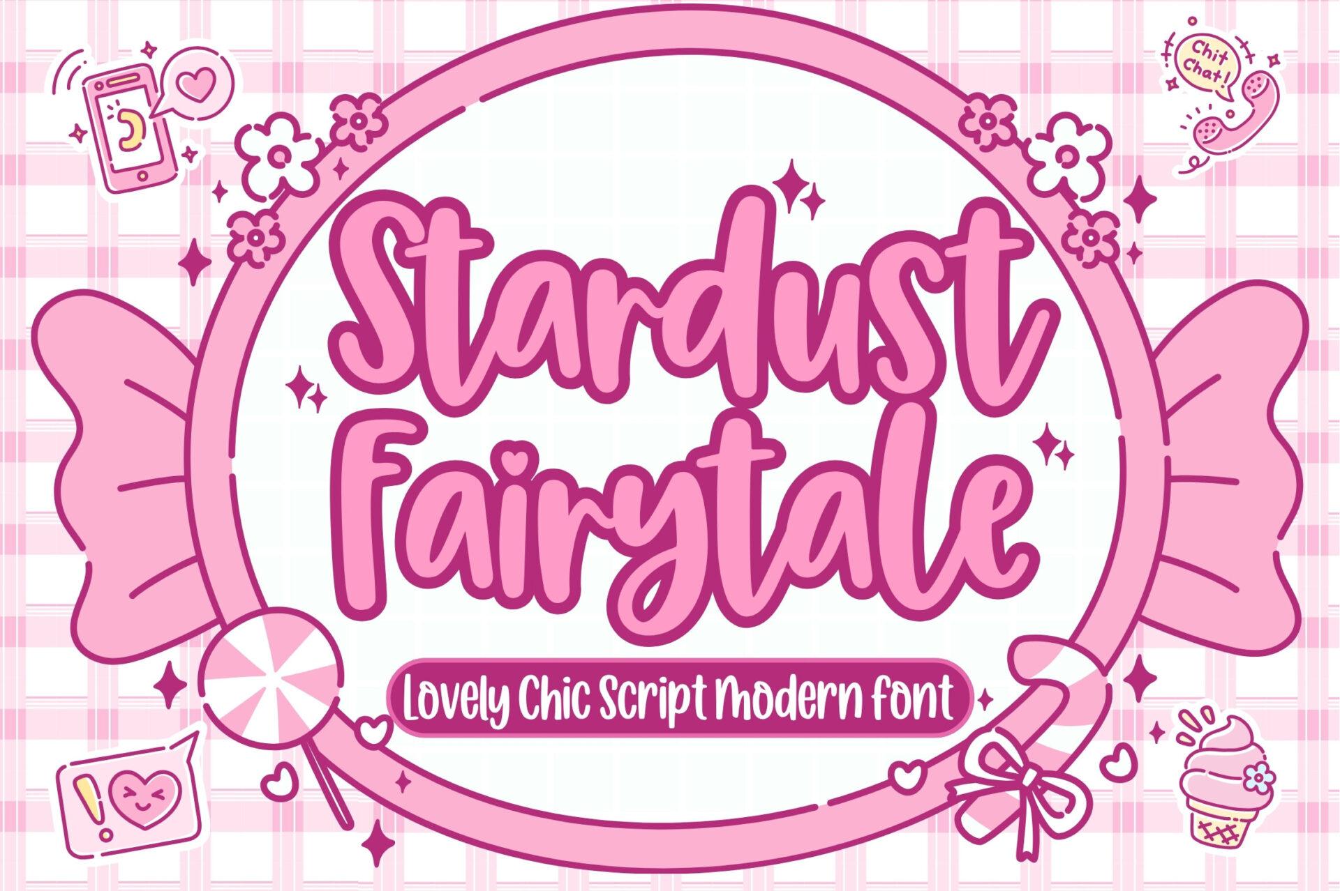 Stardust Fairytale Font by Natural Ink, bold bubblegum pink script font preview
