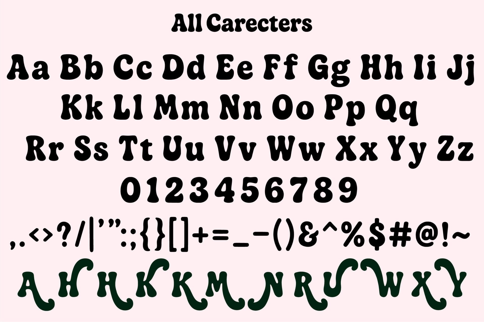 Stay Chunky Font by Meow Creation alphabet with uppercase, lowercase, numbers and curly alternate letters