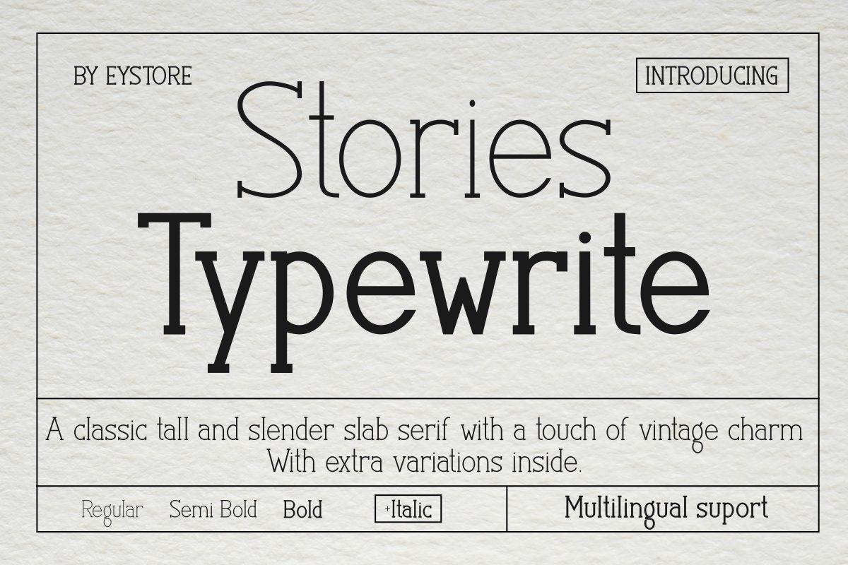 Stories Typewrite Font by Eystore, typewriter font preview