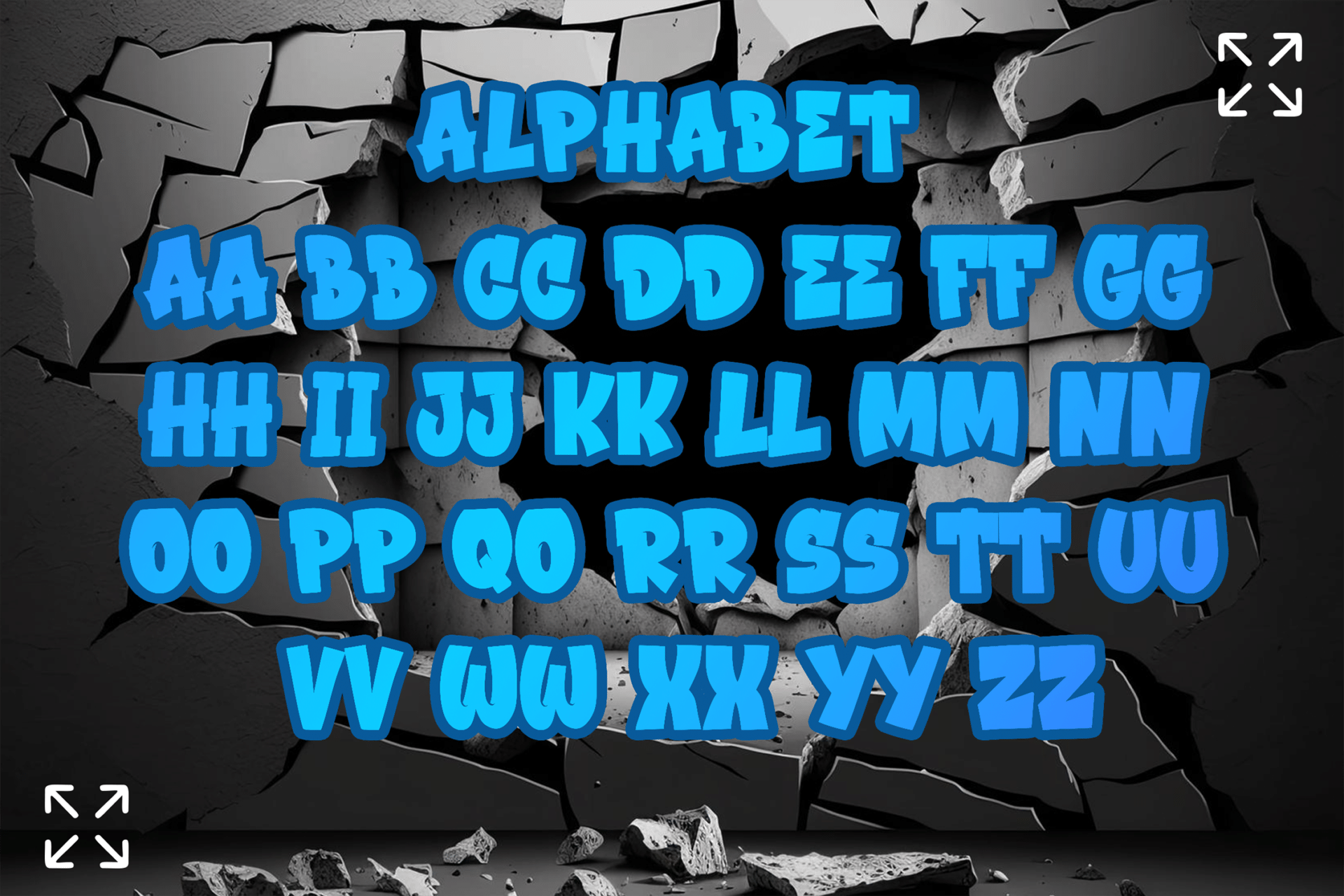 Street Fruit Font by Dansdesign alphabet with two versions of each 3D graffiti letter