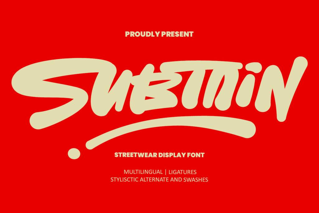 Subtain Font by Black Junst, preview of the typeface
