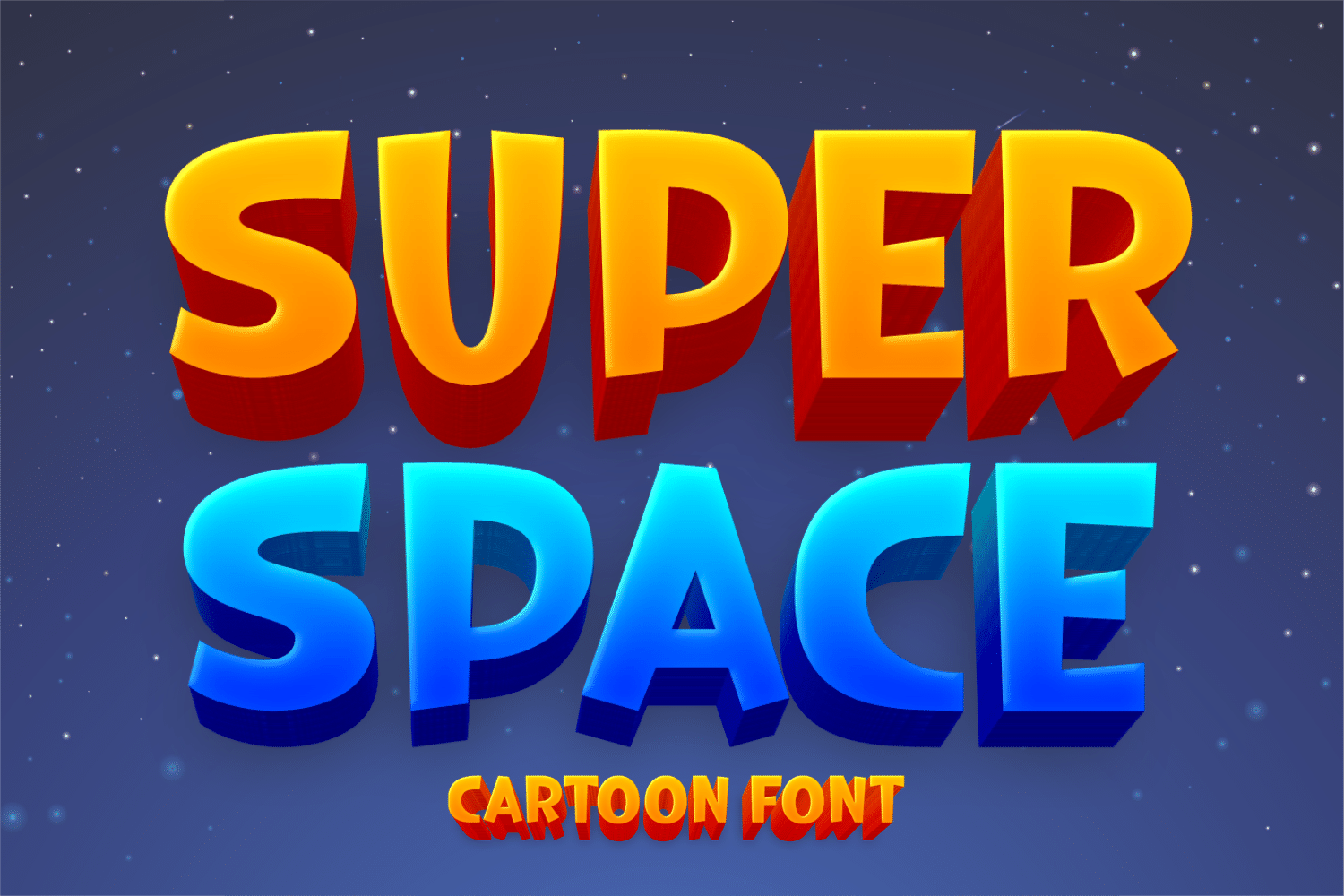 Super Space Font by Creative Fabrica Fonts, 3D extruded cartoon caps