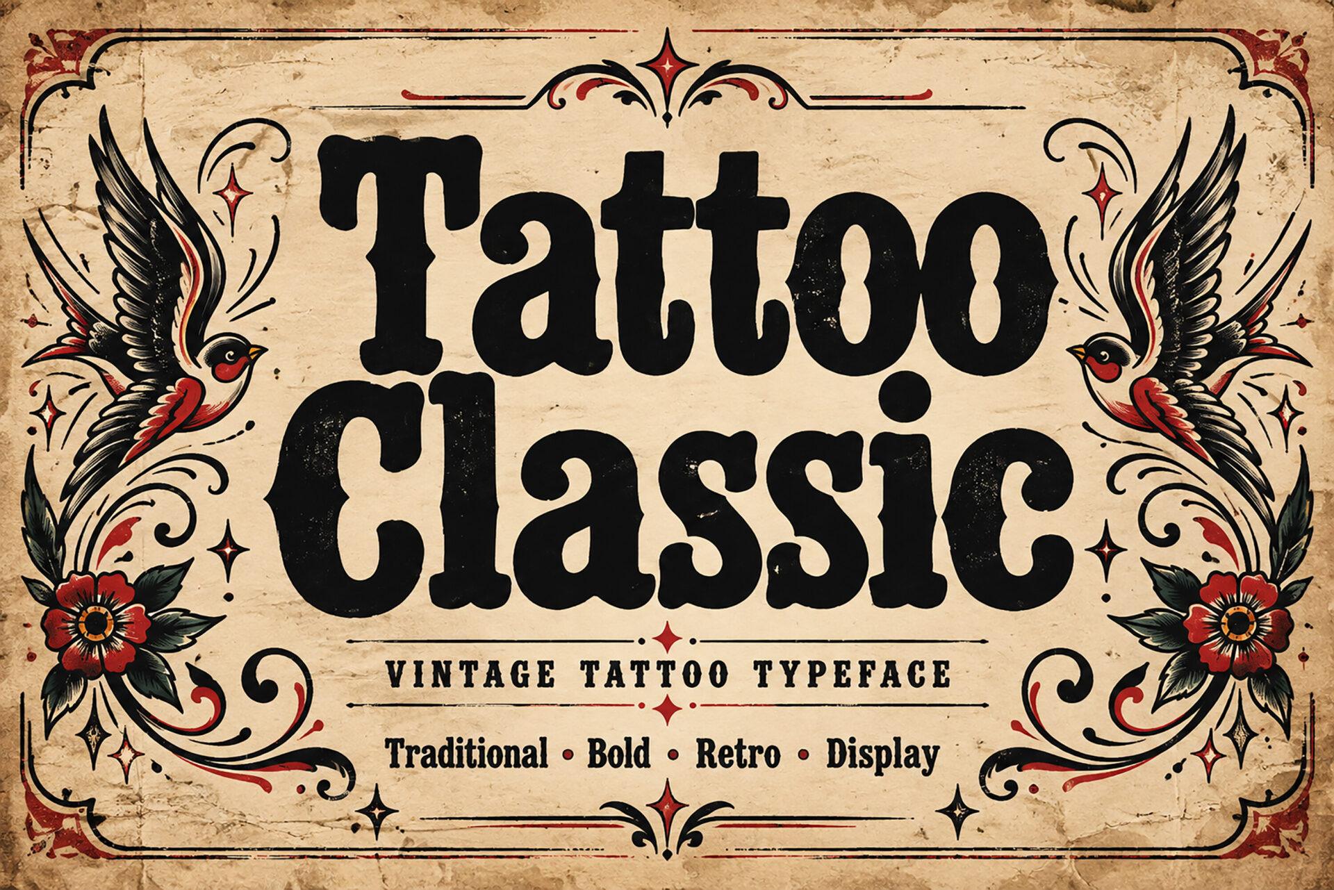 Tattoo Classic Font by BILLI, number tattoo font preview