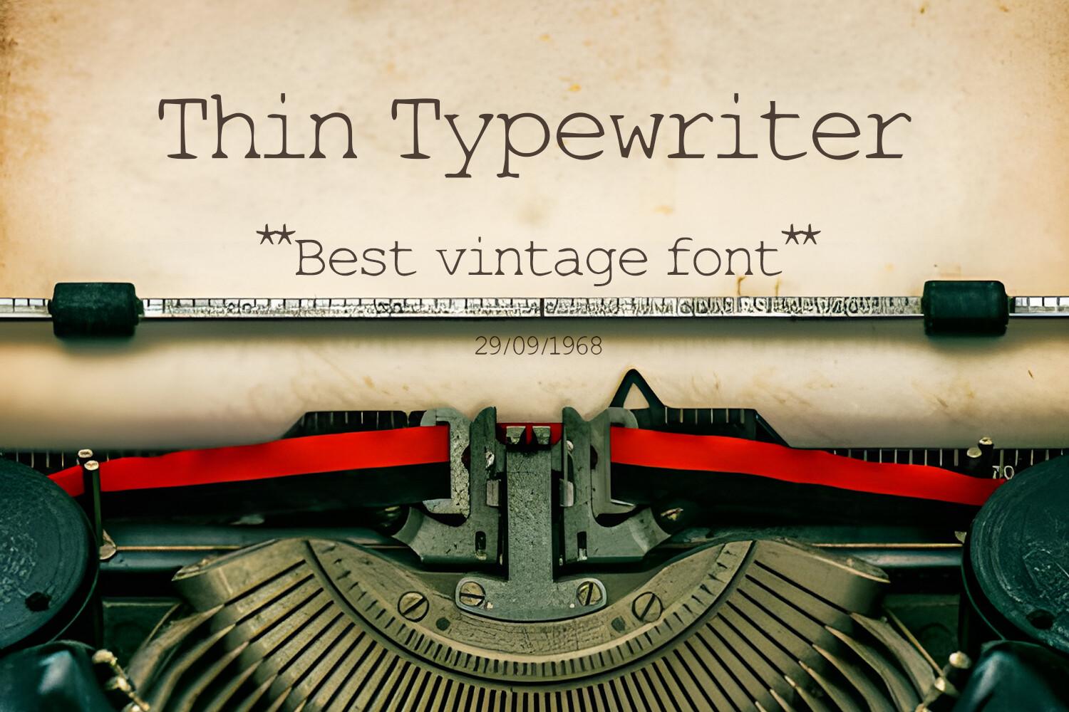 Thin Typewriter Font by OWPictures, typewriter font preview