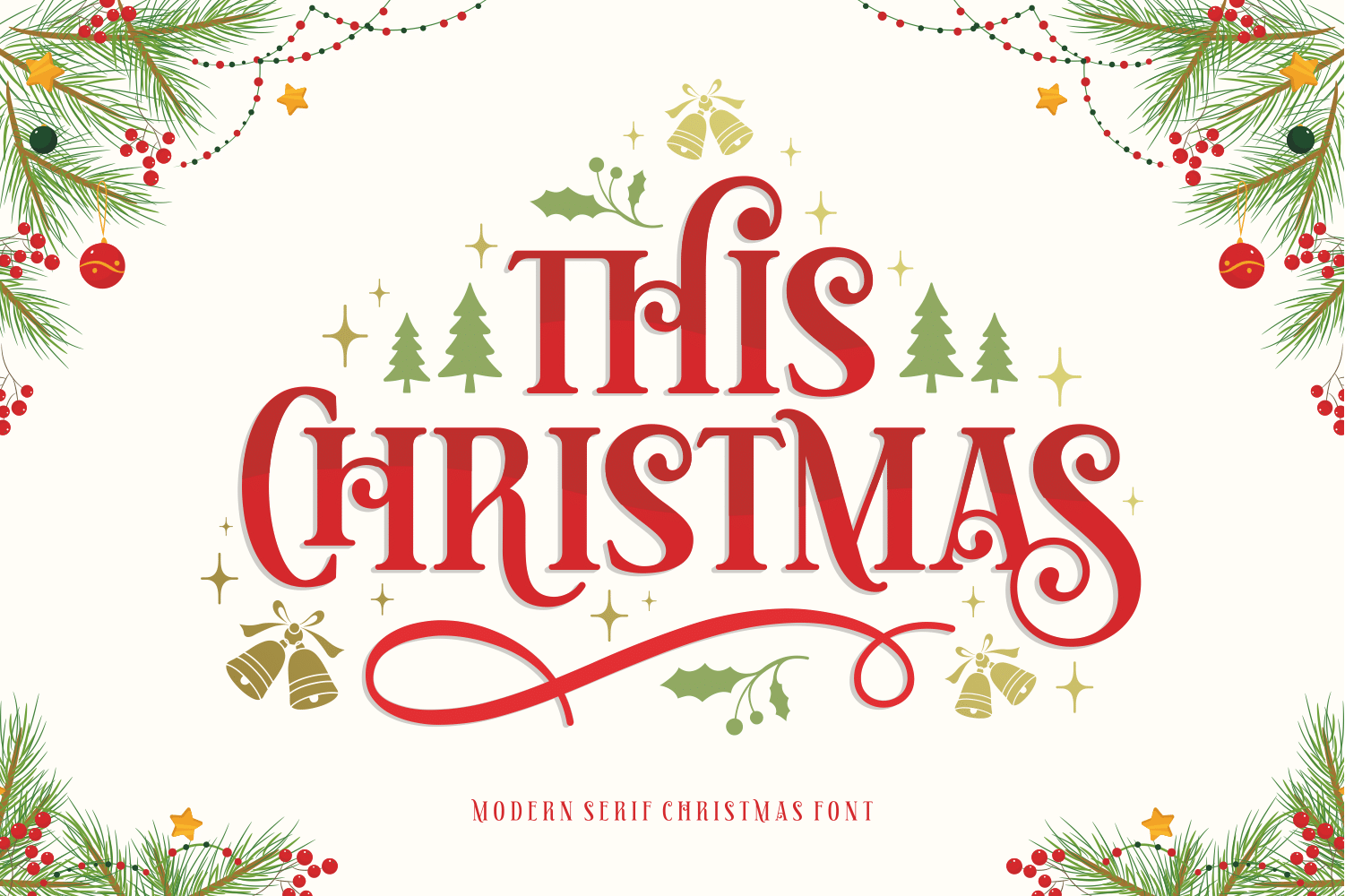 This Christmas Font by Dani (7NTypes), condensed decorative serif capitals in red with swash