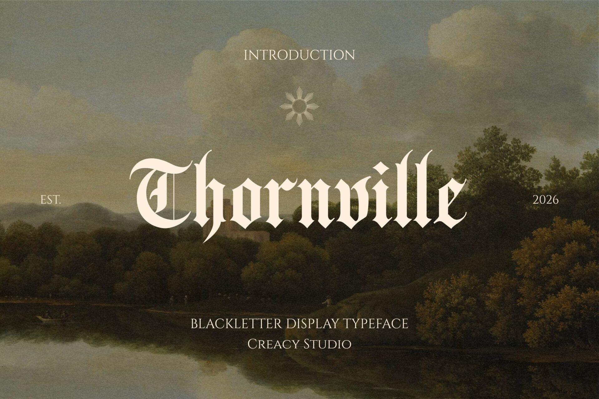 Thornville Font by Creacy Studio, gothic font preview