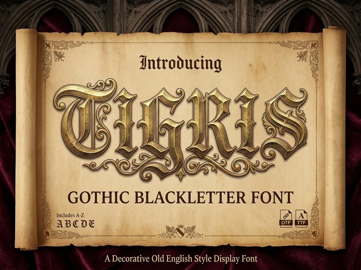 Tigris Font by mail.skygroup, tattoo name font preview