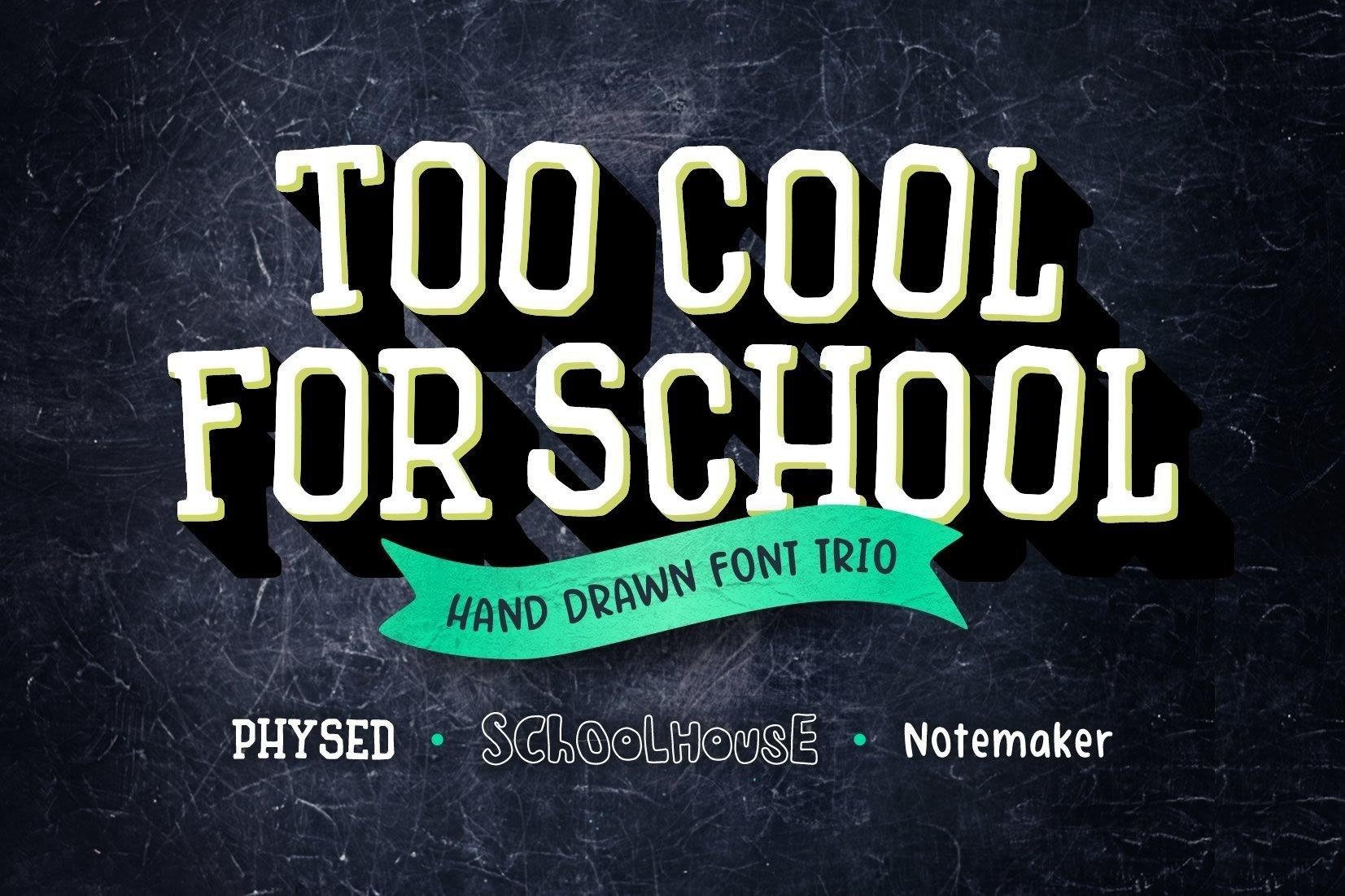 Too Cool for School Trio Font by Denise Chandler, preview of the typeface