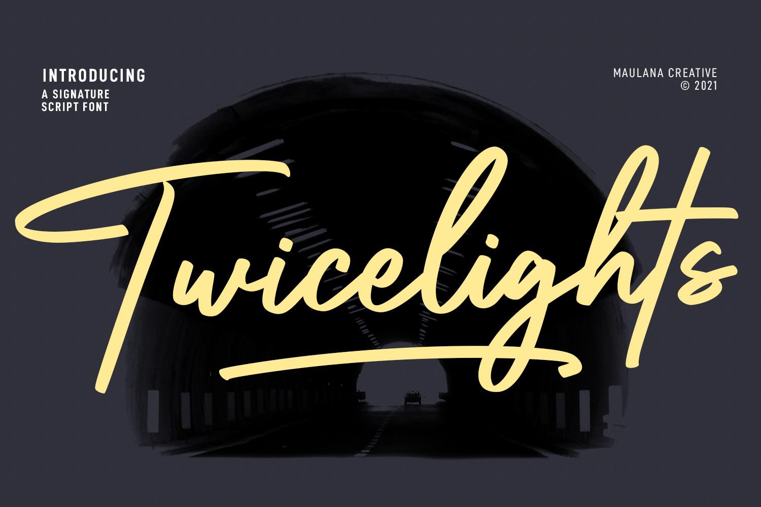 Twicelights Font cursive script preview