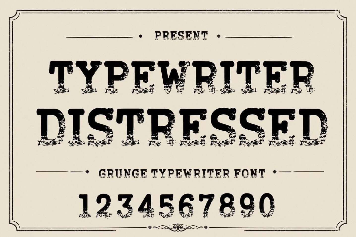 Typewriter Distressed Font by WNIdesign, typewriter font preview