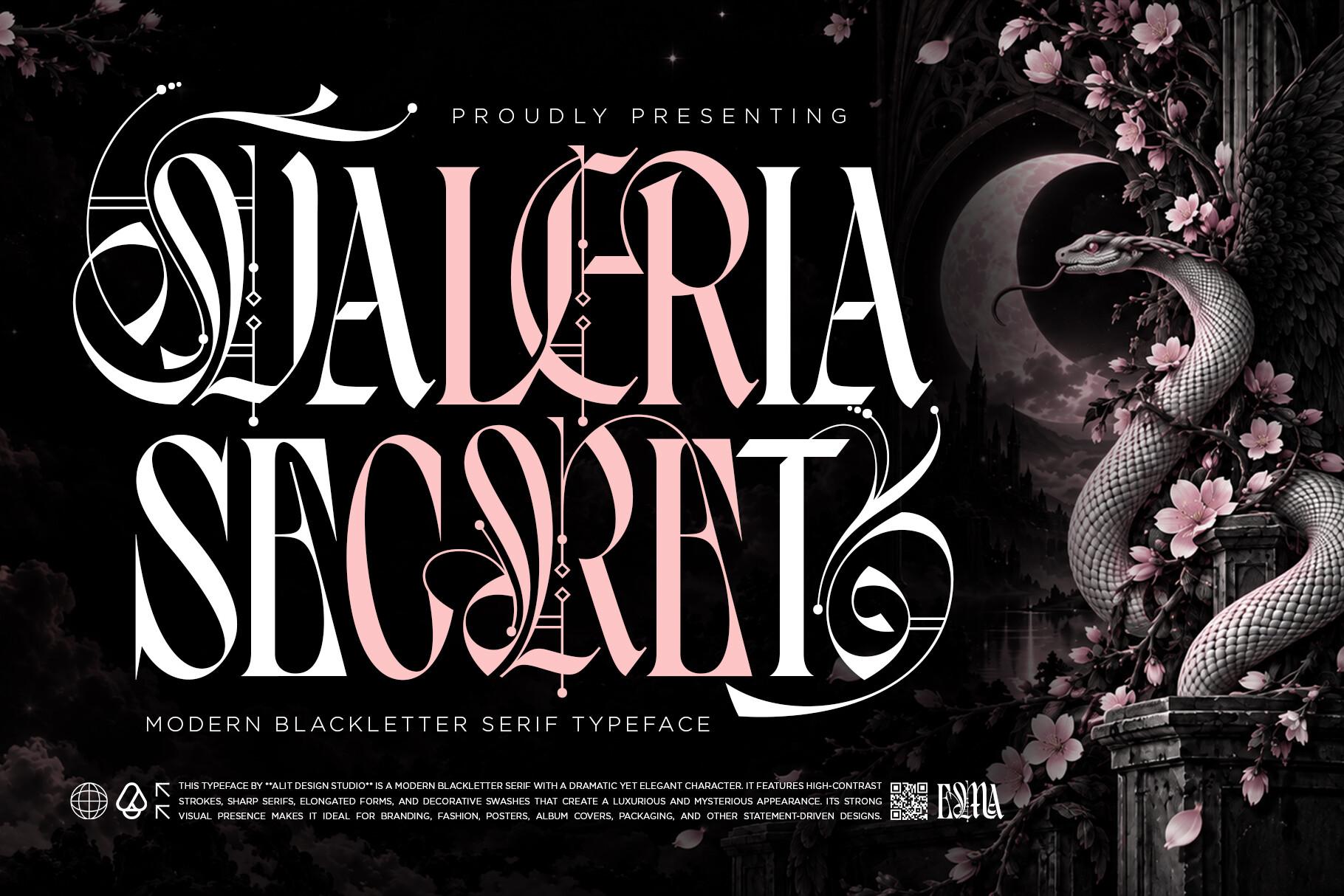 Valeria Secret Font by Alit Design, gothic font preview