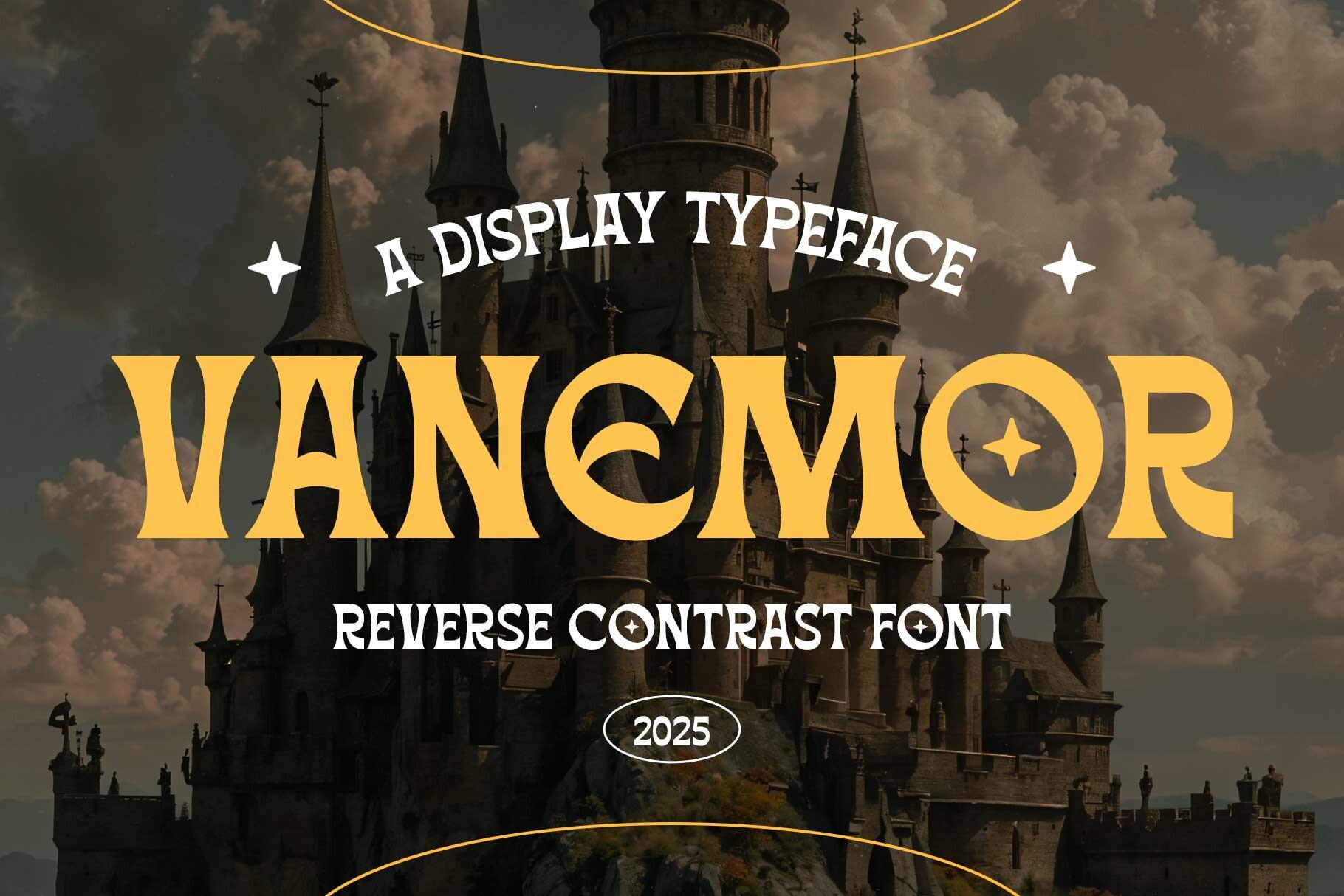 Vanemor Font by Arterfak Project, reverse contrast display capitals font preview
