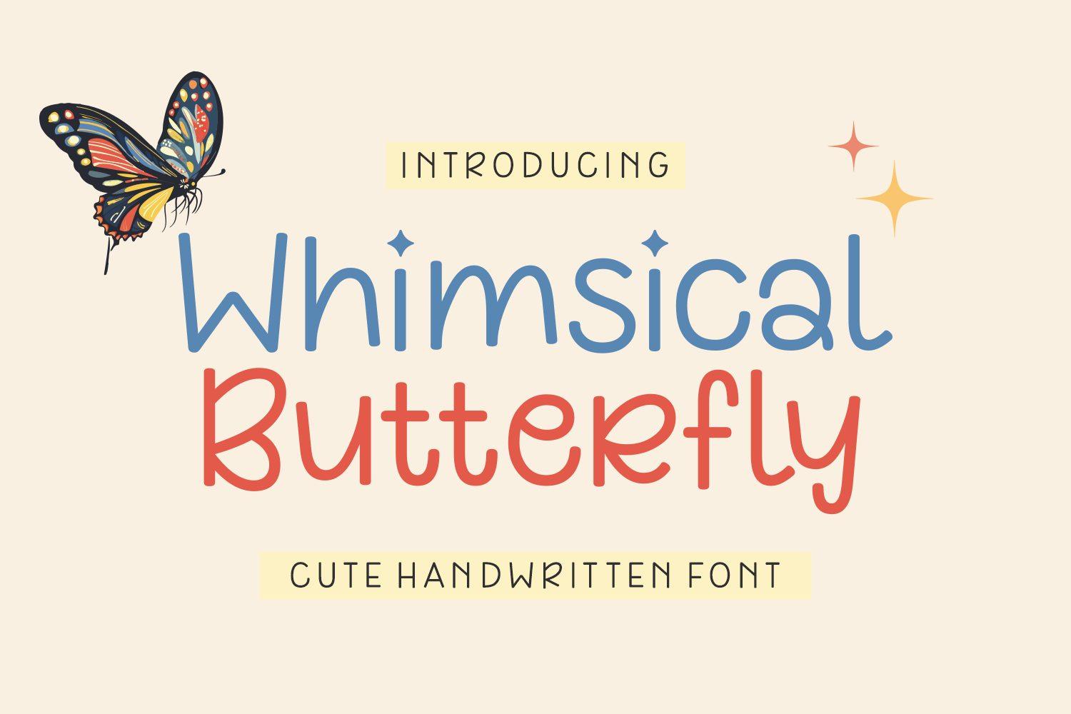 Whimsical Butterfly Font by Situjuh, cute monoline handwritten letters font preview