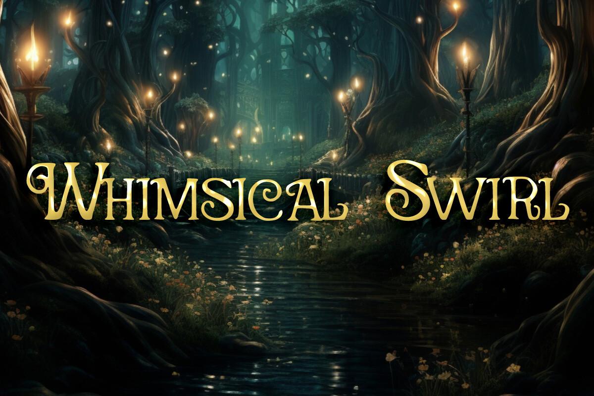 Whimsical Swirl Font by Heidi Vargas-Smith, capitals with swirl details font preview