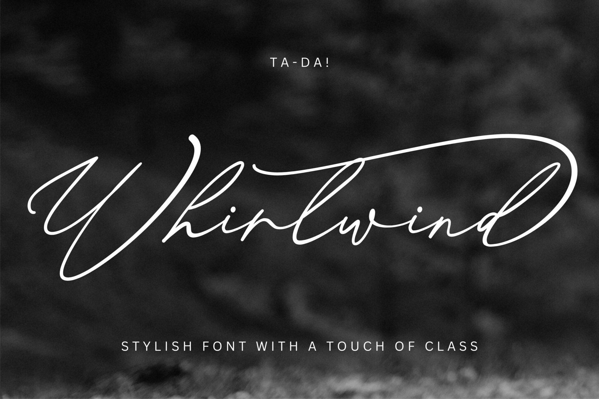 Whirlwind Font by gatype, thin signature cursive