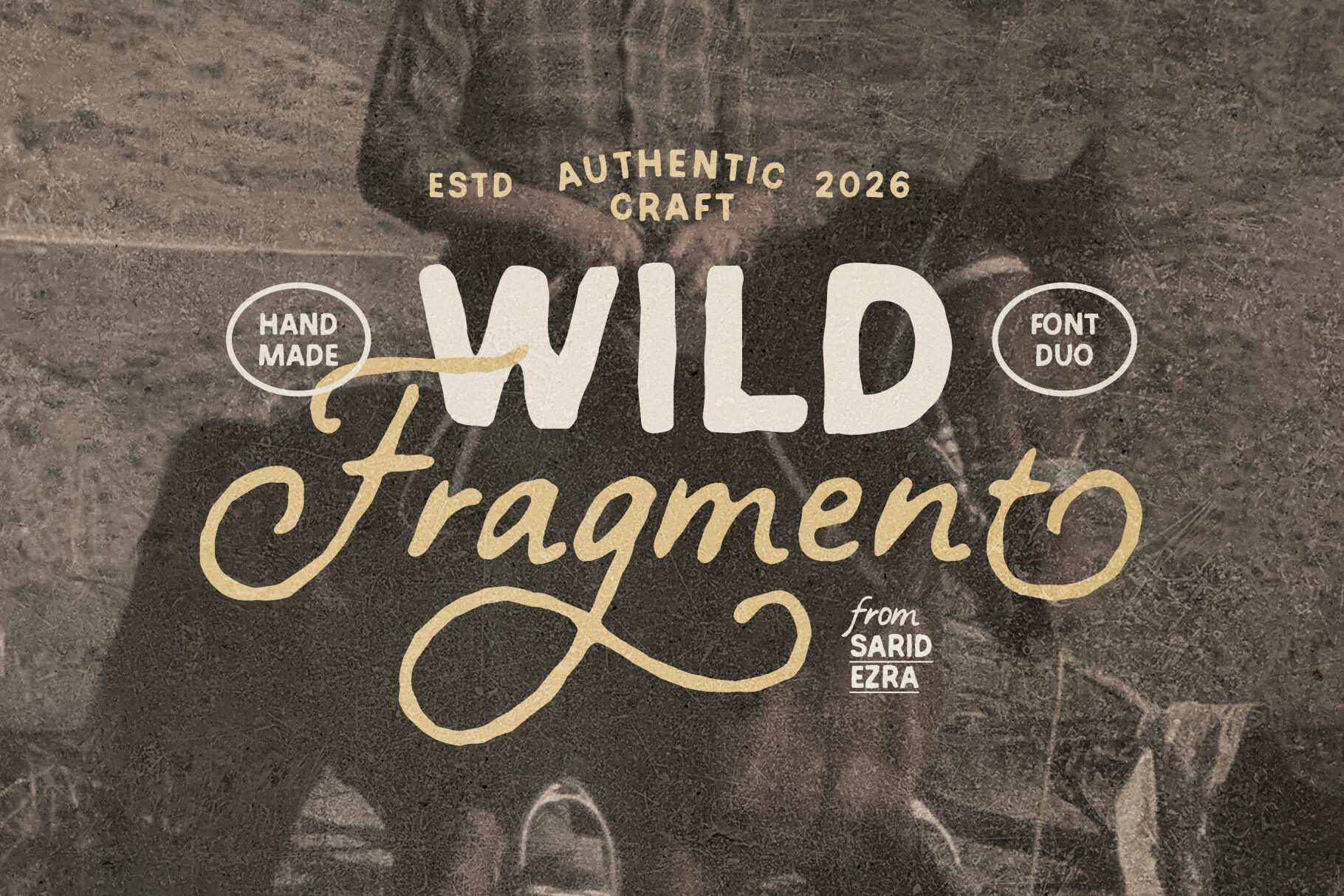 Wild Fragment Font by saridezra, hand-drawn capitals with a looping script font pairing preview