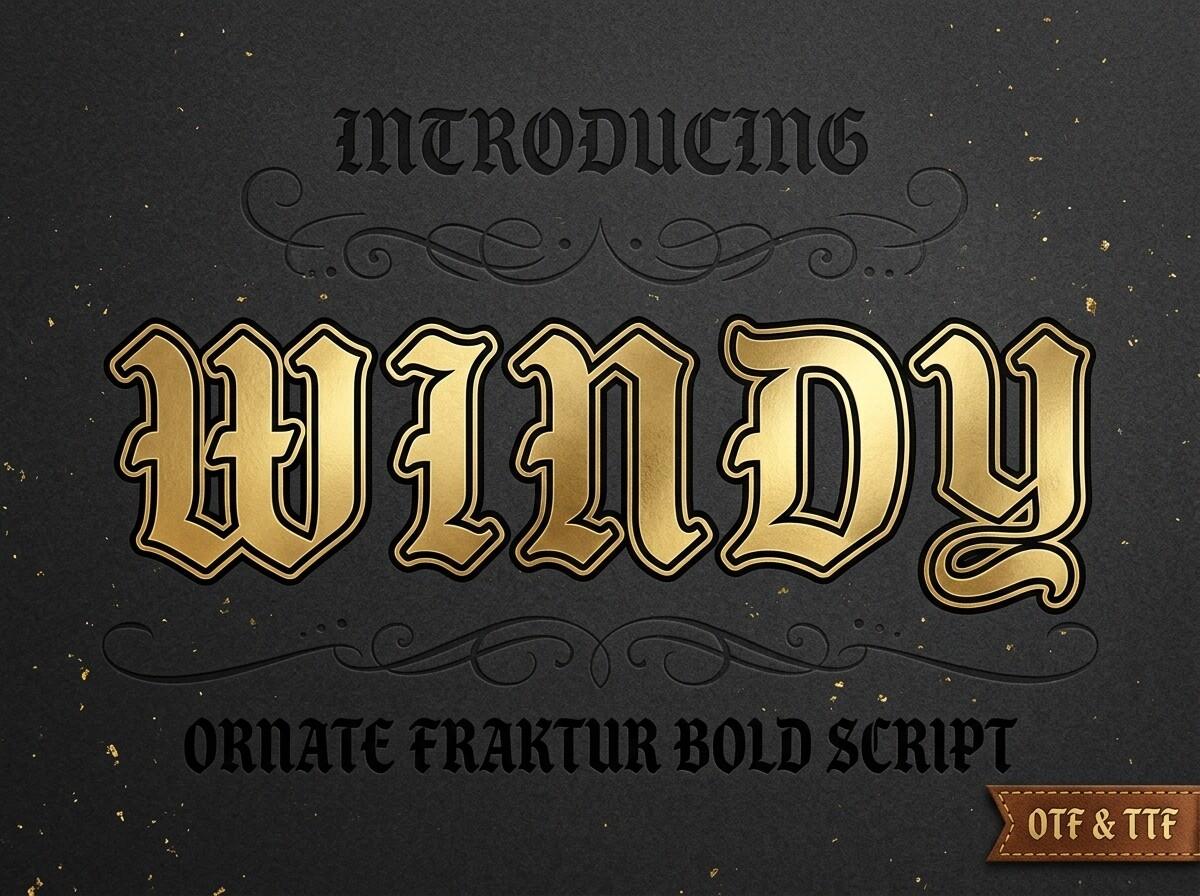 Windy Font by Raholco, tattoo name font preview