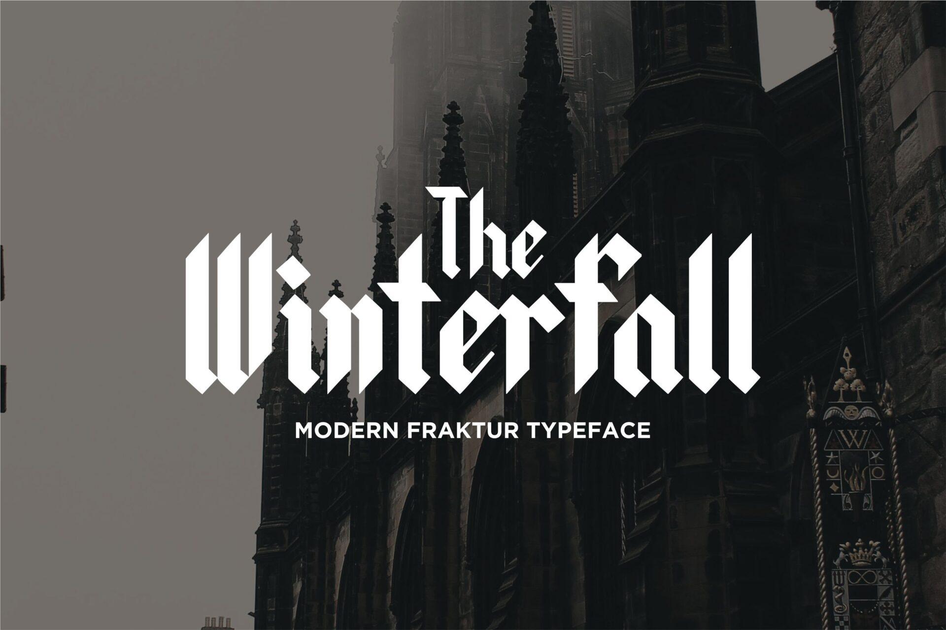 Winterfall Font by Alpha Std, gothic font preview