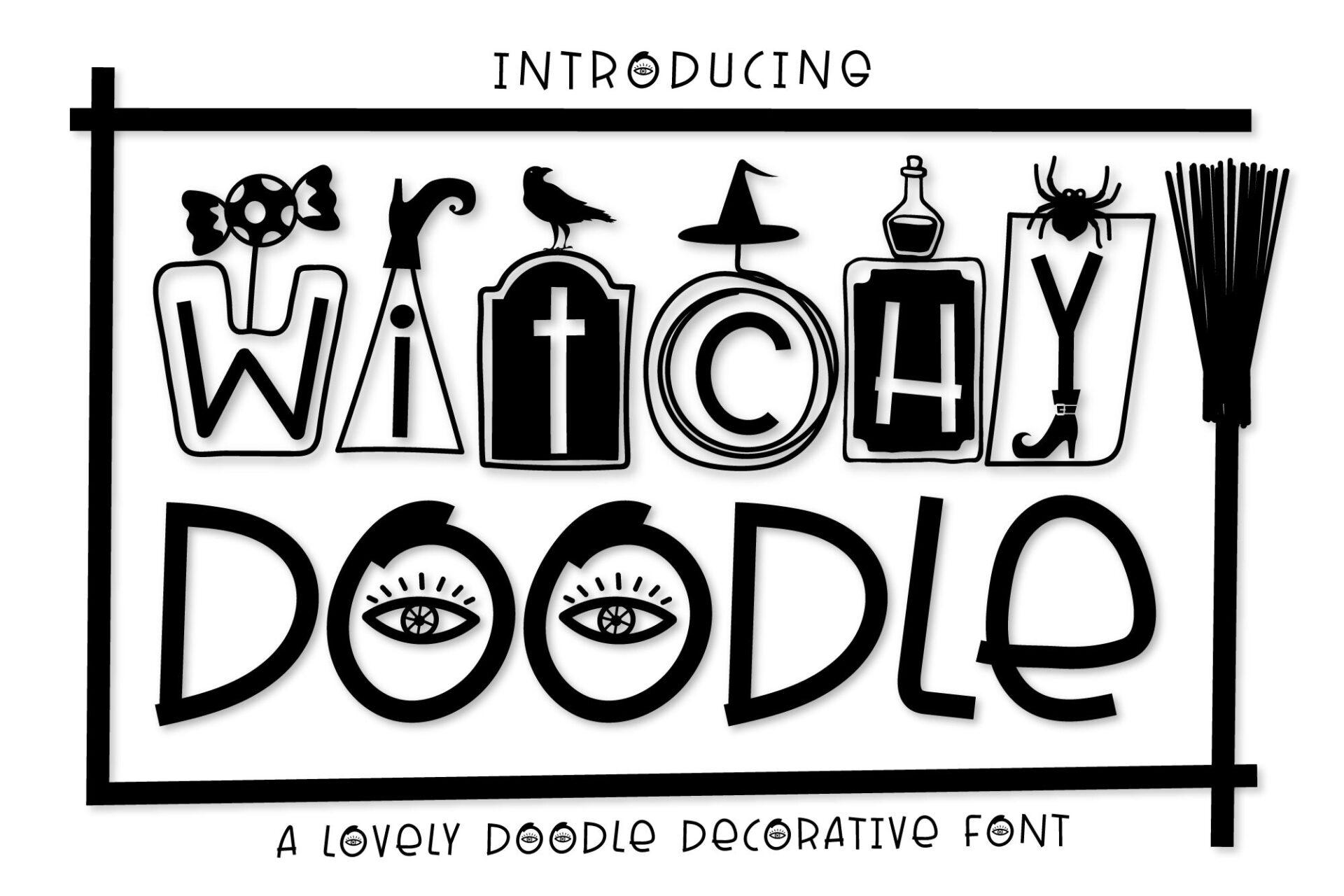 Witchy Doodle Font by Nobu Collections, preview of the typeface