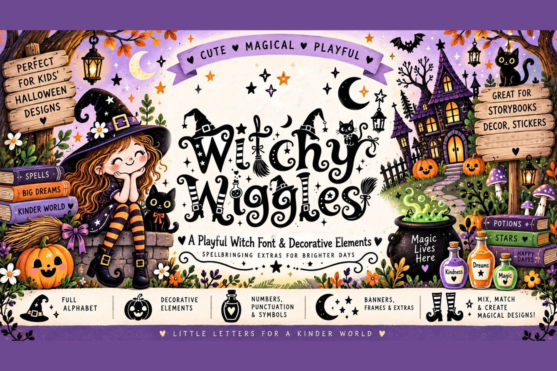 Witchy Wiggles Font by artstoreid, preview of the typeface