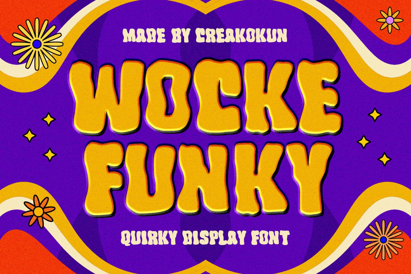 Wocke Funky Font by creakokunstudio, preview of the typeface