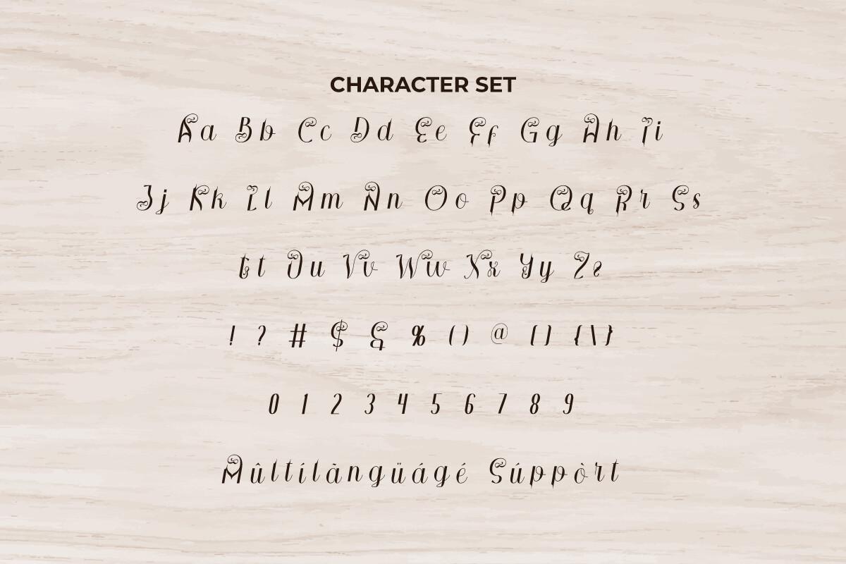 Wondersun Font by RaisProject character set, soft rounded cursive with small loops