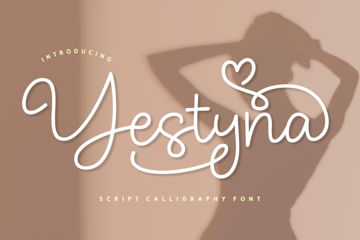 Yestyna Font cursive script preview