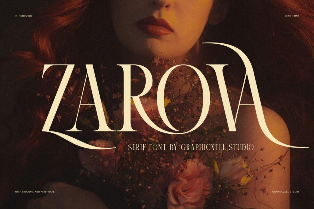 Zarova Font by Perfectype, preview of the typeface