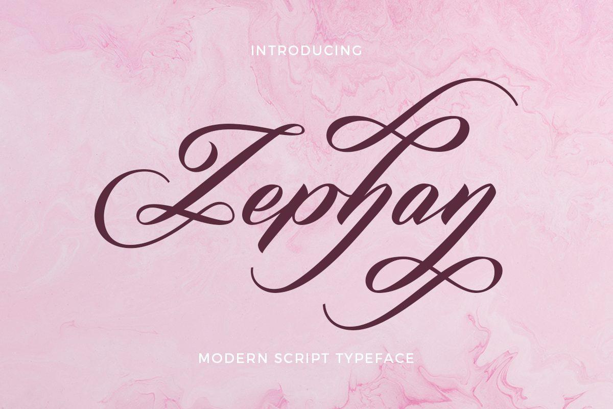 Zephan Font formal script with swashes preview