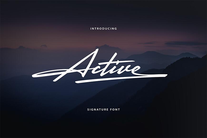 Active Font preview, fast brush signature style
