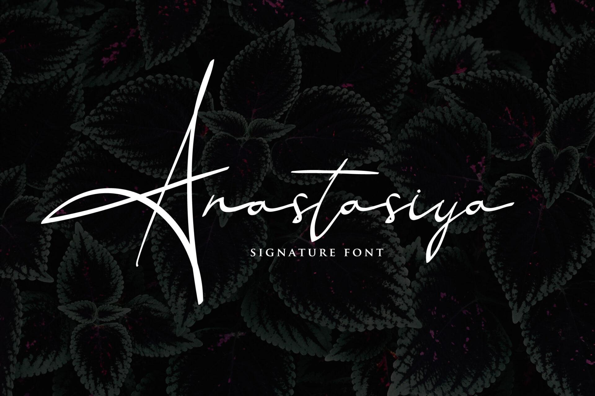 Anastasiya Font preview, thin signature with long crossbar style