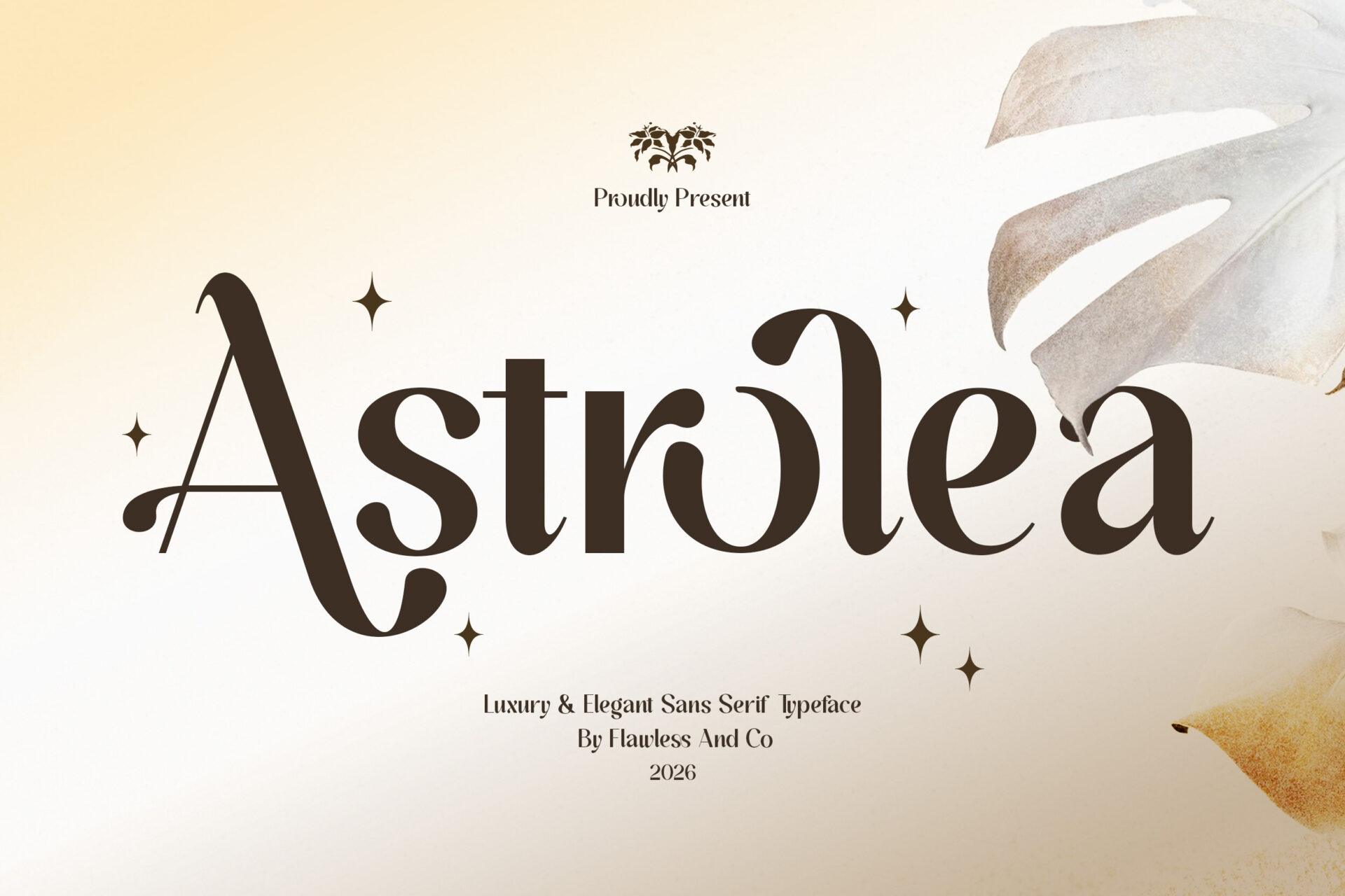 Astrolea Font preview, high-contrast display sans style