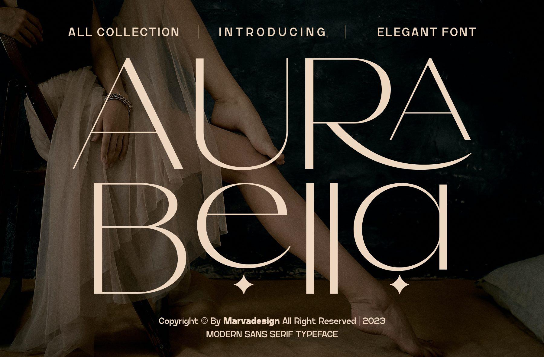 Aura Bella Font by Marvadesign, stylish font preview