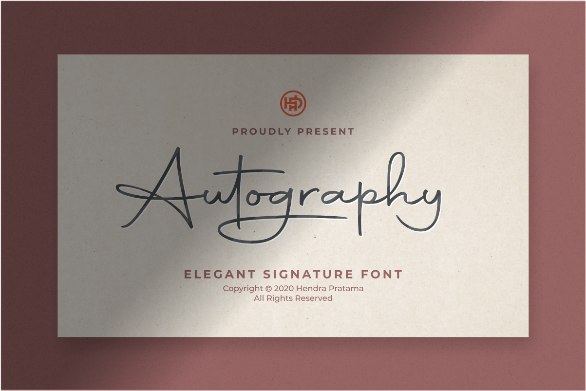 Autography Font preview, neat elegant signature style