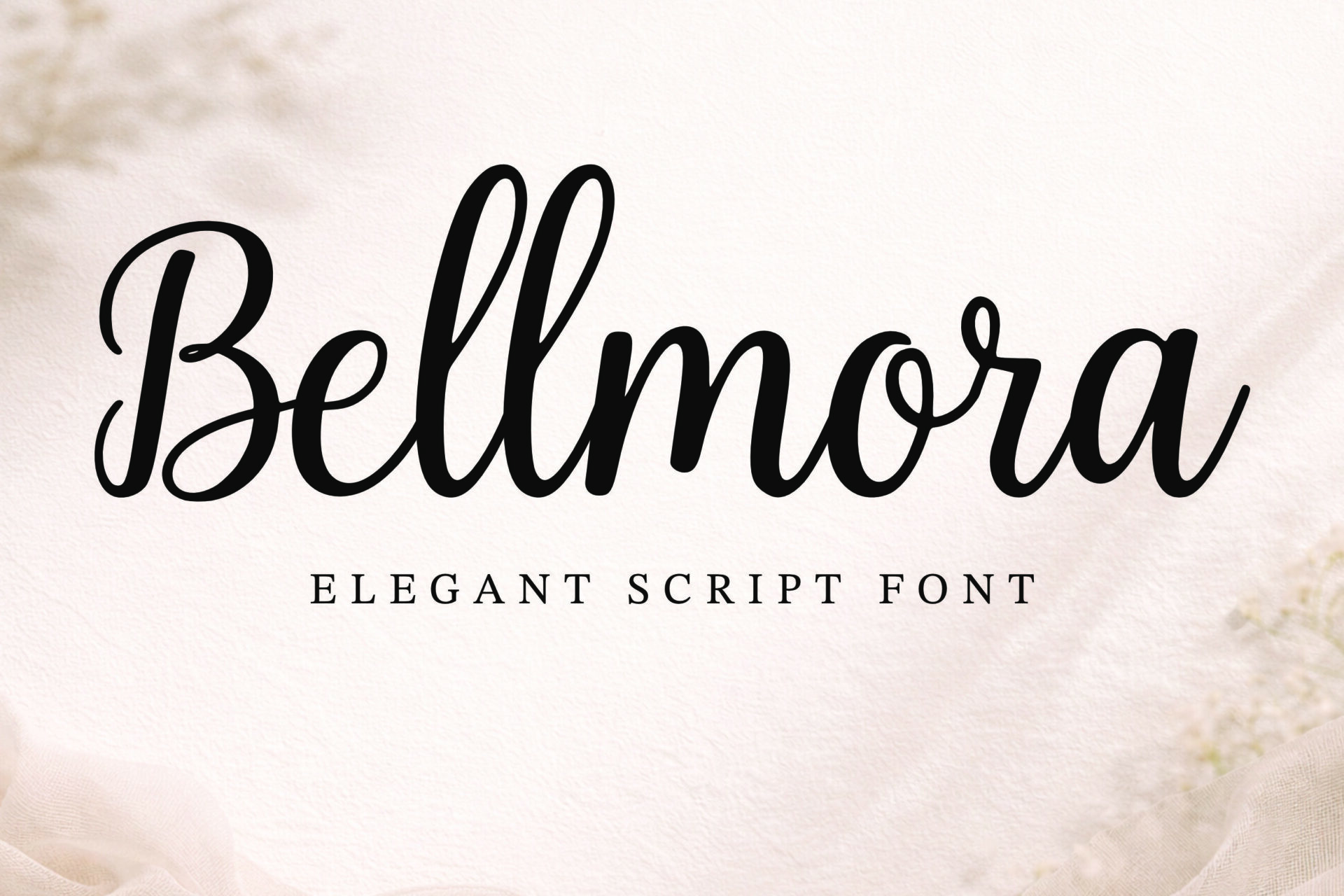 Bellmora Font by basyar, elegant script on a blush background