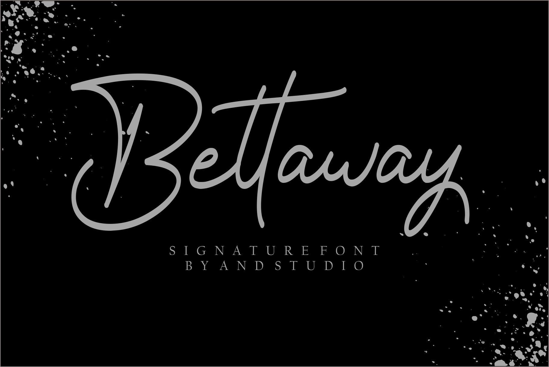 Bettaway Font preview, wide signature script with open loops style