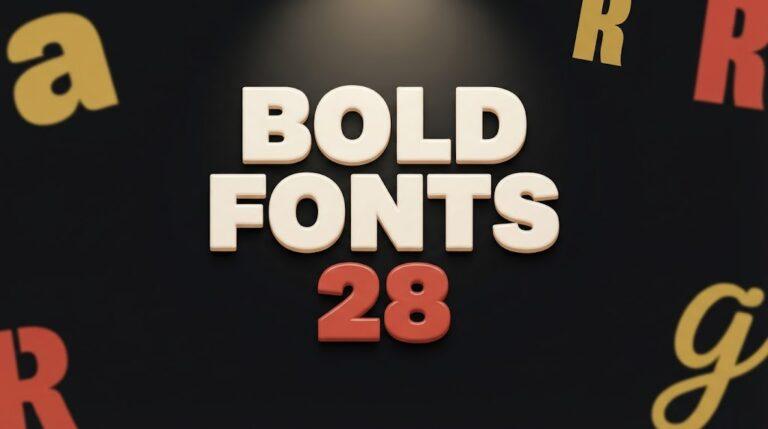 Bold Fonts featured image with 28 chunky, sans serif, script and groovy font styles