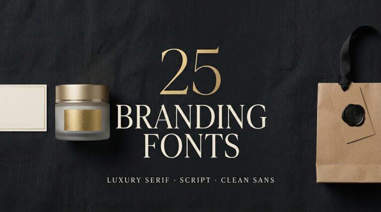 25 branding fonts for small brands: luxury serif, feminine script and clean sans styles