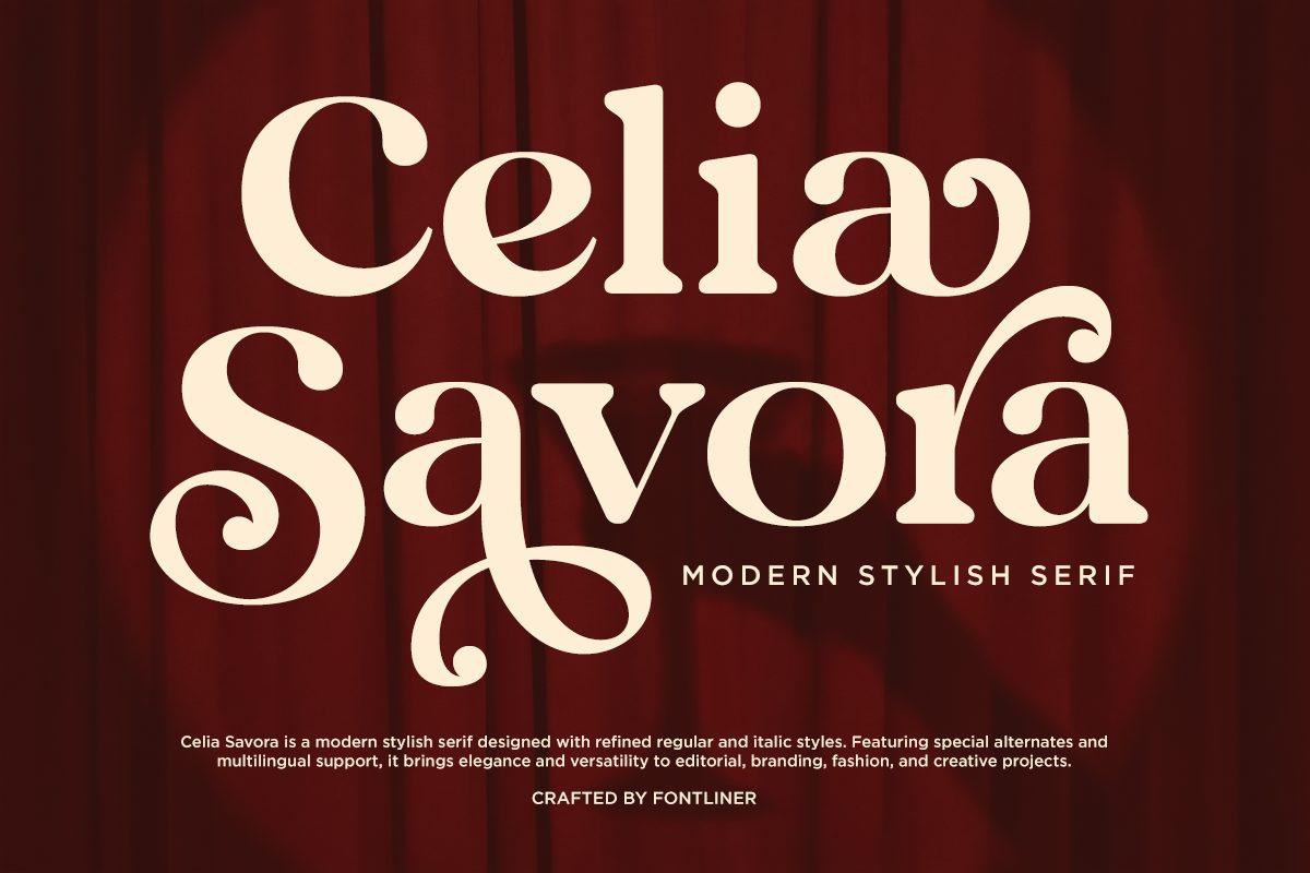Celia Savora Font by Font Liner, stylish font preview